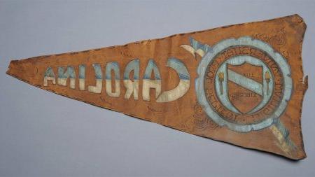 A leather pennant with 